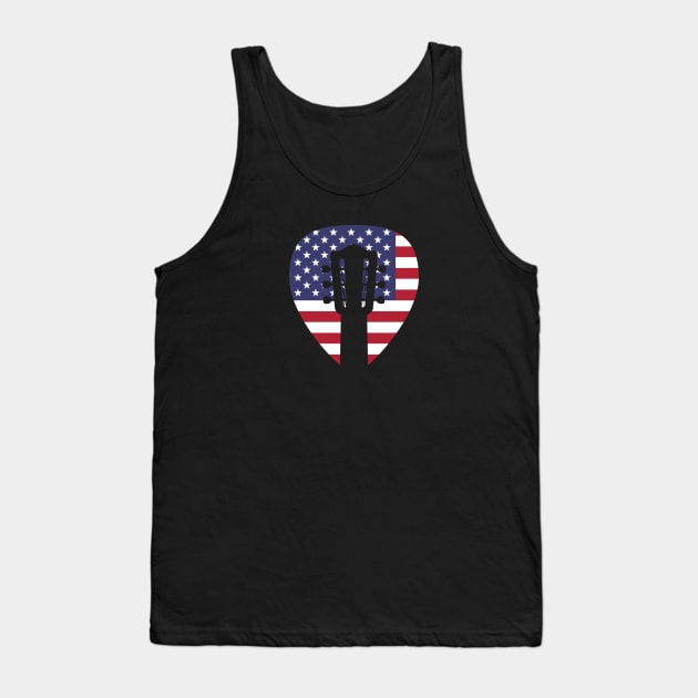 Patriotic Guitar Player print - American Flag And Guitar Tank Top by Blue Zebra